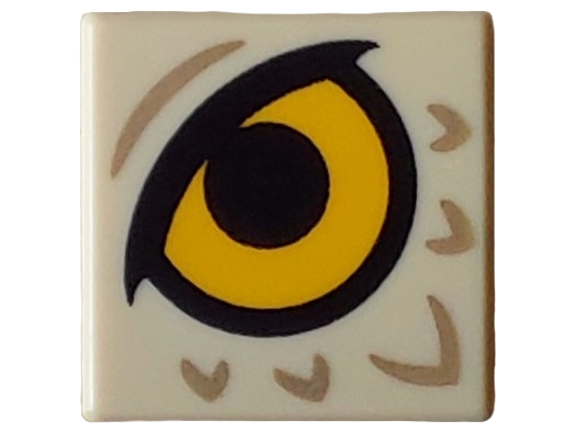 Tile 1 x 1 with Bright Light Orange Eye, Black Pupil and Eyelid, Dark Tan Feathers Pattern (Dungeons & Dragons Owlbear)