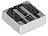 Tile 1 x 1 with SW Imperial Commando Jet Pack with Dark Bluish Gray Trapezoids and Silver Rectangles Pattern