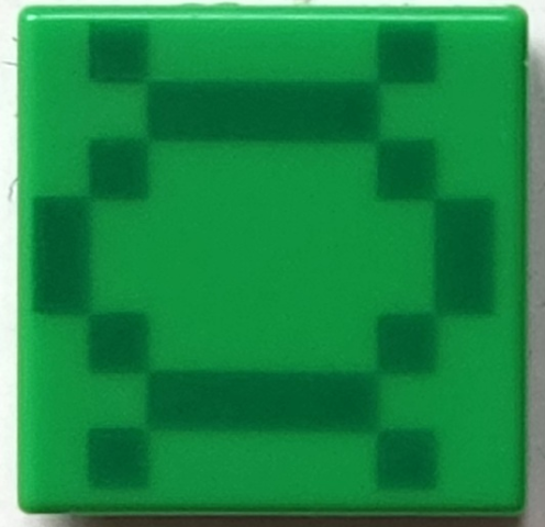 Tile 1 x 1 with Pixelated Green Squares and Lines Pattern (DNA Strand)