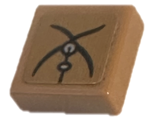 Tile 1 x 1 with Fabric Folds with X-Shaped Creases and Pull Cord Pattern (Sticker) - Set 76188