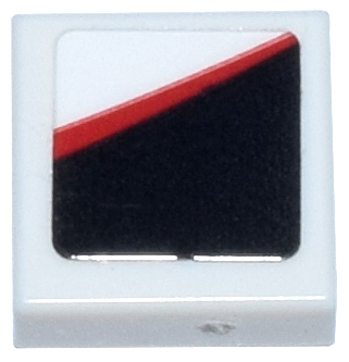 Tile 1 x 1 with Red Stripe and Black Panel Pattern Model Left Side (Sticker) - Set 77250