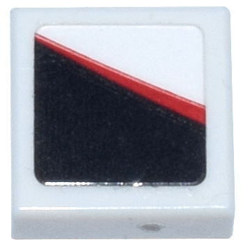 Tile 1 x 1 with Red Stripe and Black Panel Pattern Model Right Side (Sticker) - Set 77250