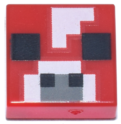 Tile 1 x 1 with Pixelated Black Squares and Dark Bluish Gray and White Pattern (Minecraft Micromob Cow Face)