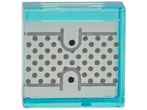 Tile 1 x 1 with Black and Dark Bluish Gray Dots and Lines on Silver Background Pattern