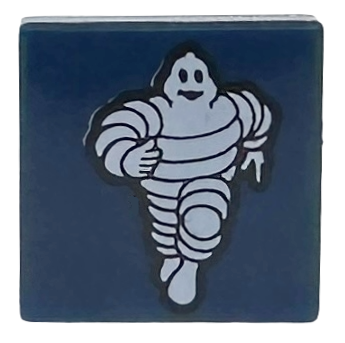 Tile 1 x 1 with White Michelin Man Logo Pattern