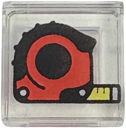 Tile 1 x 1 with Black, Red and Yellow Tape Measure Pattern