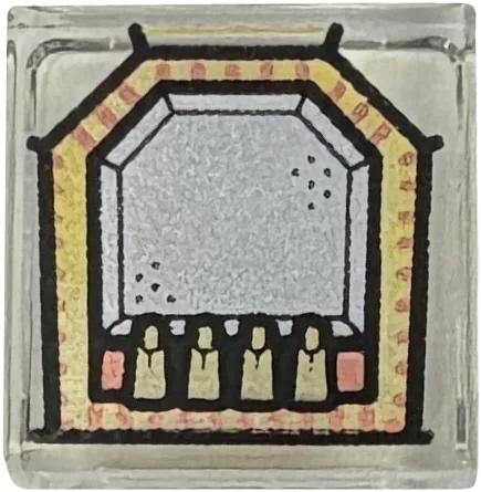 Tile 1 x 1 with Silver Solar Panel with Gold and Copper Edge and Circuits Pattern