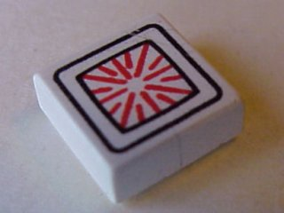 Tile 1 x 1 with Radial Red Lines in Rounded Black Squares Pattern