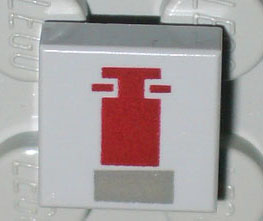 Tile 1 x 1 with Mini Snowspeeder Front End with Dark Gray and Red Rectangles Pattern