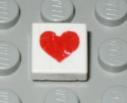 Tile 1 x 1 with Red Heart Pattern