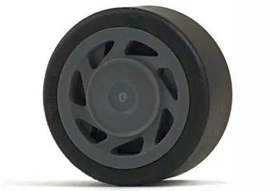 Wheel 11mm D. x 6mm with 7 Slanted Spokes with Black Tire 14mm D. x 6mm Solid Smooth (30838 / 50945)