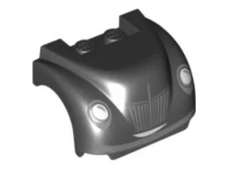 Vehicle, Mudguard 3 x 4 x 2 with Flat Top, Steep Front and Curved Fenders with Headlights, Grille, Curved Bumper and Smile Pattern (Junior Moon)