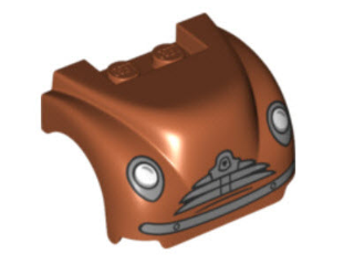 Vehicle, Mudguard 3 x 4 x 2 with Flat Top, Steep Front and Curved Fenders with Headlights, Grille, Curved Bumper and Thin Mouth Pattern (Smokey)