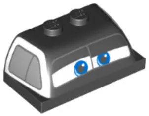 Windscreen 2 x 4 x 1 1/3 with Blue Eyes on White Background and Silver Windows Pattern