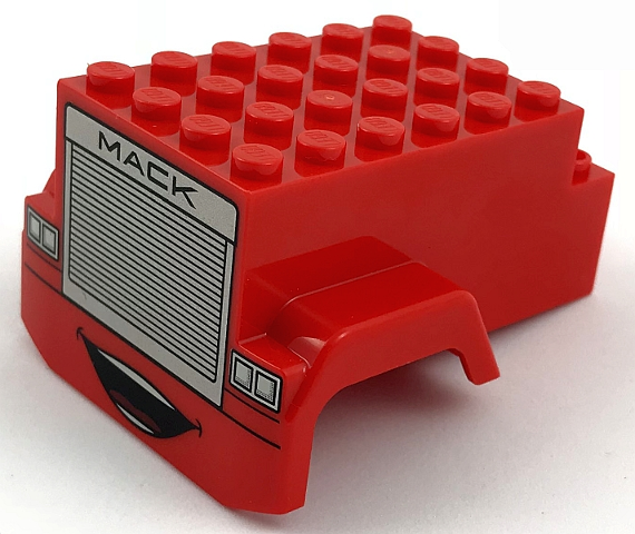 Vehicle, Mudguard 6 x 7 x 3 2/3 with 'MACK' on Silver Truck Grille, Headlights and Mouth Pattern