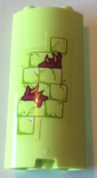 Cylinder Quarter 2 x 2 x 5 with 1 x 1 Cutout with Yellowish Green Bricks and Reddish Brown Barbs Pattern (Sticker) - Set 41188