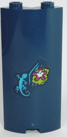 Cylinder Quarter 2 x 2 x 5 with 1 x 1 Cutout with Flower and Salamander Pattern (Sticker) - Set 41187