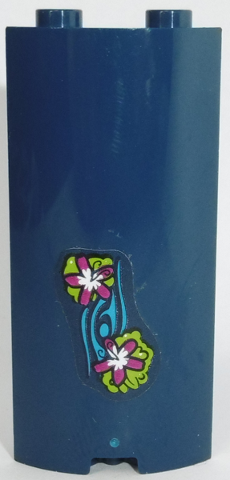 Cylinder Quarter 2 x 2 x 5 with 1 x 1 Cutout with 2 Flowers Pattern (Sticker) - Set 41187