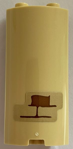 Cylinder Quarter 2 x 2 x 5 with 1 x 1 Cutout with Medium Nougat Bricks and Mortar Pattern Model Left Side (Sticker) - Set 76401