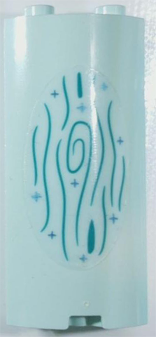 Cylinder Quarter 2 x 2 x 5 with 1 x 1 Cutout with Dark Turquoise Wood Grain and Metallic Light Blue Sparkles Pattern 1 (Sticker) - Set 43215