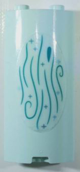 Cylinder Quarter 2 x 2 x 5 with 1 x 1 Cutout with Dark Turquoise Wood Grain and Metallic Light Blue Sparkles Pattern 2 (Sticker) - Set 43215