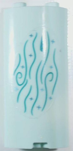 Cylinder Quarter 2 x 2 x 5 with 1 x 1 Cutout with Dark Turquoise Wood Grain and Metallic Light Blue Sparkles Pattern 3 (Sticker) - Set 43215