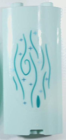 Cylinder Quarter 2 x 2 x 5 with 1 x 1 Cutout with Dark Turquoise Wood Grain and Metallic Light Blue Sparkles Pattern 4 (Sticker) - Set 43215