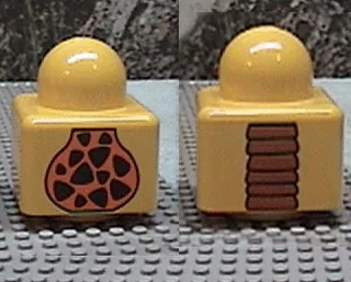 Primo Brick 1 x 1 with Giraffe Torso and Palm Tree Trunk Pattern on Opposite Sides