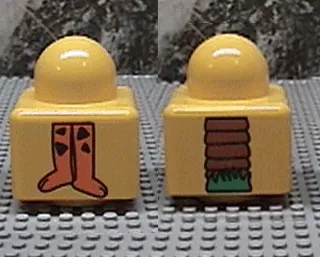 Primo Brick 1 x 1 with Giraffe Legs and Palm Tree Base Pattern on Opposite Sides