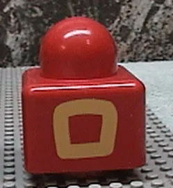 Primo Brick 1 x 1 with Yellow Square Outline on Opposite Sides Pattern