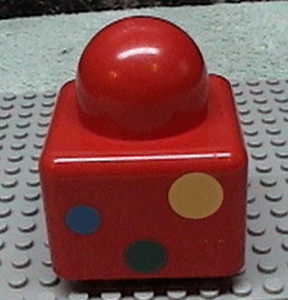 Primo Brick 1 x 1 with 3 Spots Yellow, Green and Blue Pattern