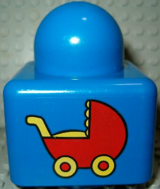 Primo Brick 1 x 1 with Red Baby Carriage Pattern