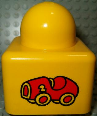 Primo Brick 1 x 1 with Red Roadster Car Pattern