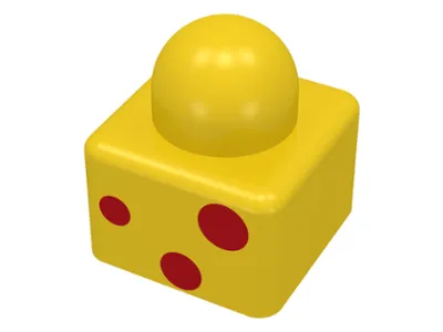 Primo Brick 1 x 1 with 3 Red Spots Pattern