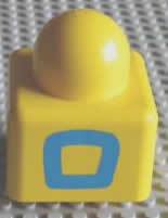 Primo Brick 1 x 1 with Blue Square Outline on Opposite Sides Pattern