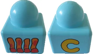 Primo Brick 1 x 1 with Capital Letter C and Horse Legs Pattern on Opposite Sides