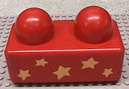 Primo Brick 1 x 2 with 5 Yellow Stars Pattern