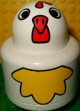 Primo Brick, Round Rattle 1 x 1 with Chicken Pattern