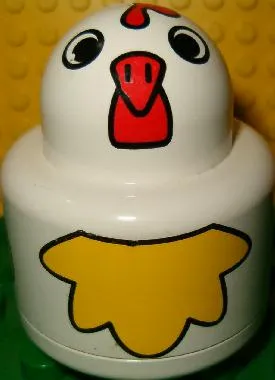 Primo Brick, Round Rattle 1 x 1 with Chicken Pattern