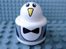 Primo Brick, Round Rattle 1 x 1 with Penguin Pattern