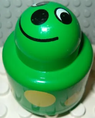 Primo Brick, Round Rattle 1 x 1 with Face and Yellow Spots Pattern