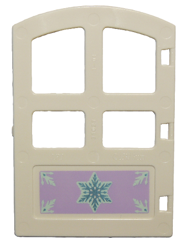 Duplo Door / Window Pane 1 x 4 x 4 with 4 Panes and Curved Top with Snowflake Pattern