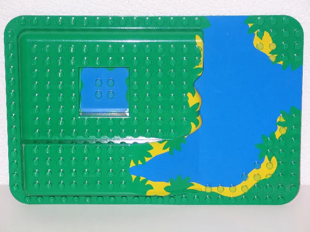 Duplo, Baseplate Raised 16 x 24 with Ramp and Waterfall and Pond Pattern