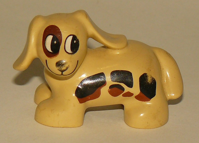 Duplo Dog Dachshund with Black and Brown Spots Pattern