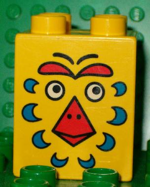 Duplo, Brick 2 x 2 x 2 with Bird Face Pattern
