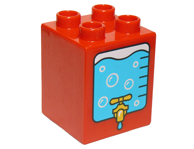Duplo, Brick 2 x 2 x 2 with Water Cooler with Tap Pattern