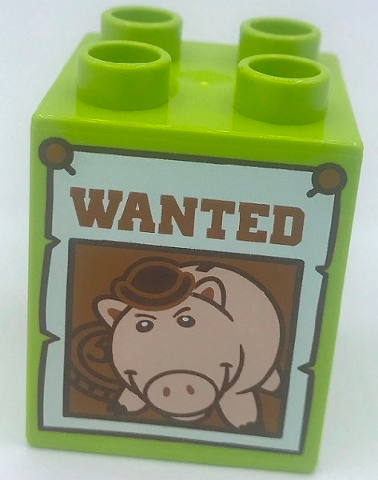 Duplo, Brick 2 x 2 x 2 with Wanted Poster of Hamm (Toy Story) Pattern