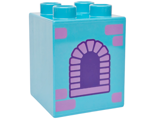 Duplo, Brick 2 x 2 x 2 with Dark Purple and Medium Lavender Arched Window and Bricks Pattern