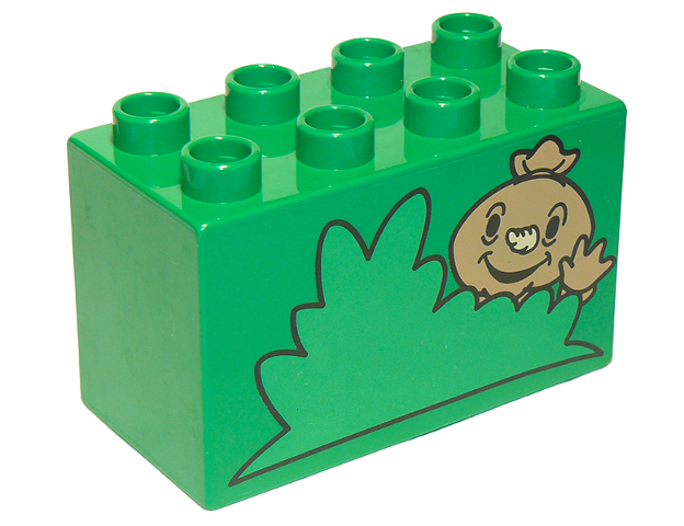 Duplo, Brick 2 x 4 x 2 with Bush and Spud the Scarecrow Pattern