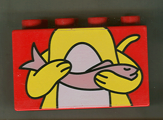 Duplo, Brick 2 x 4 x 2 with Cat Body Pattern, Torso With Fish Middle